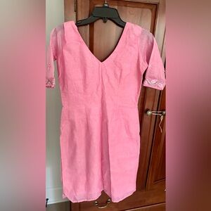 Ladies pink embroidered cotton tunic small